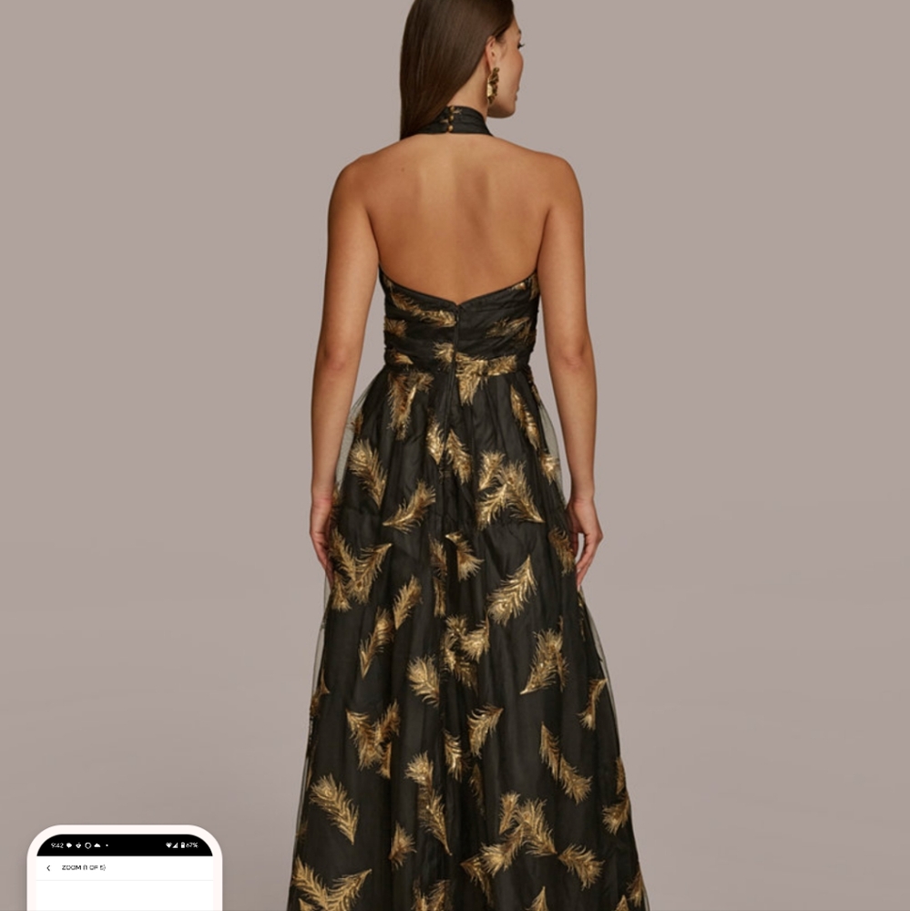 Donna Karan New York. Women's Halter Neck Embellished Gown, 16 - Picture 5 of 6